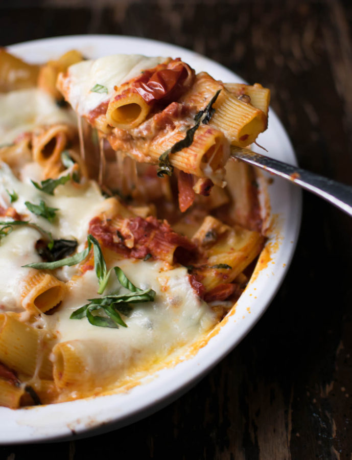 Baked Rigatoni with Pancetta and Mushrooms | Carolyn's Cooking