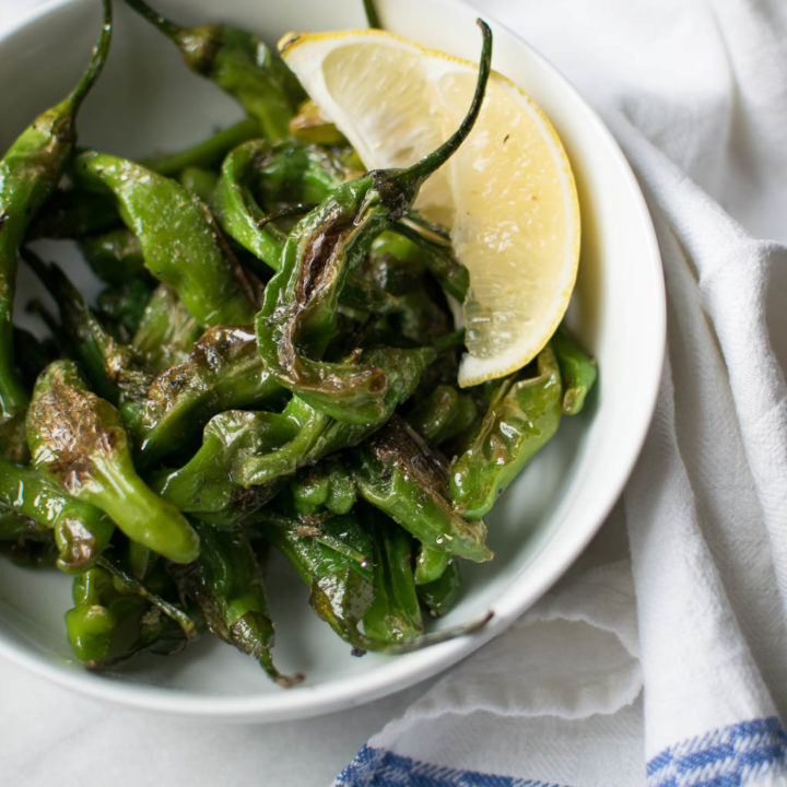 Blistered Shishito Peppers with Anchovy Dust