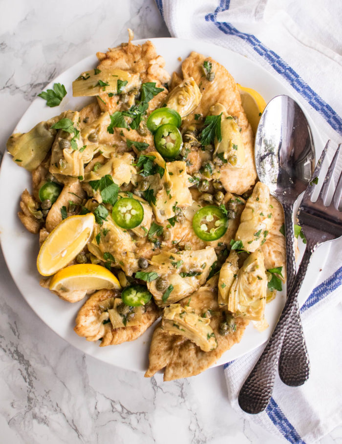 Chicken Piccata with Artichokes and Jalapeños | Carolyn's Cooking