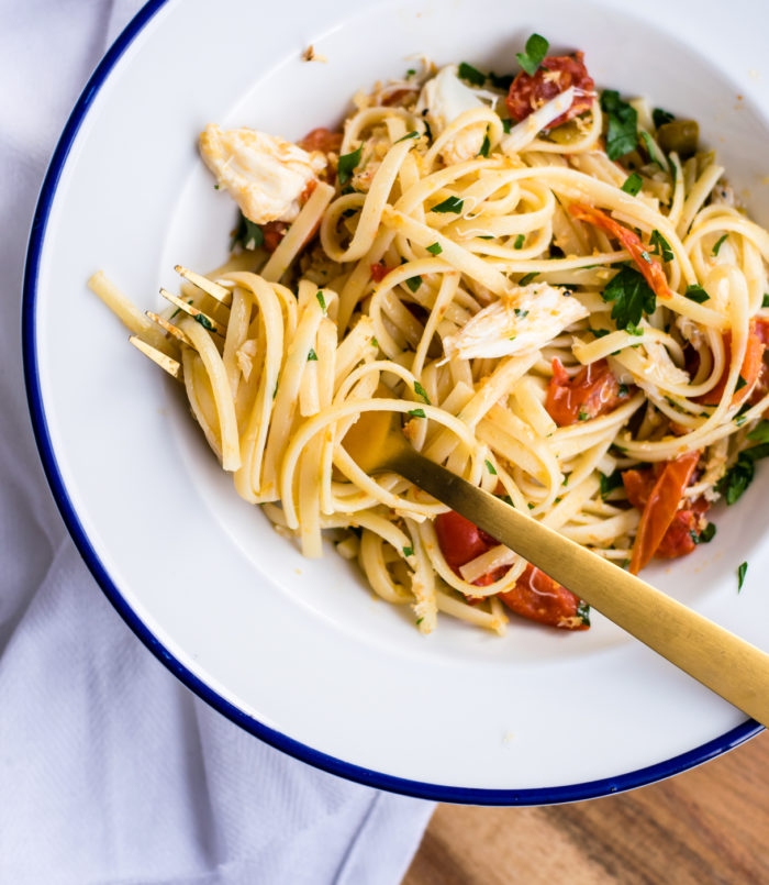 Linguine with Pickled Peppers and Crab | Carolyn's Cooking