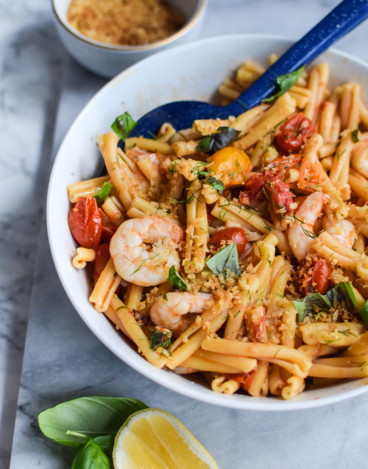 Casarecce with Shrimp and My Lunch with Barilla | Carolyn's Cooking
