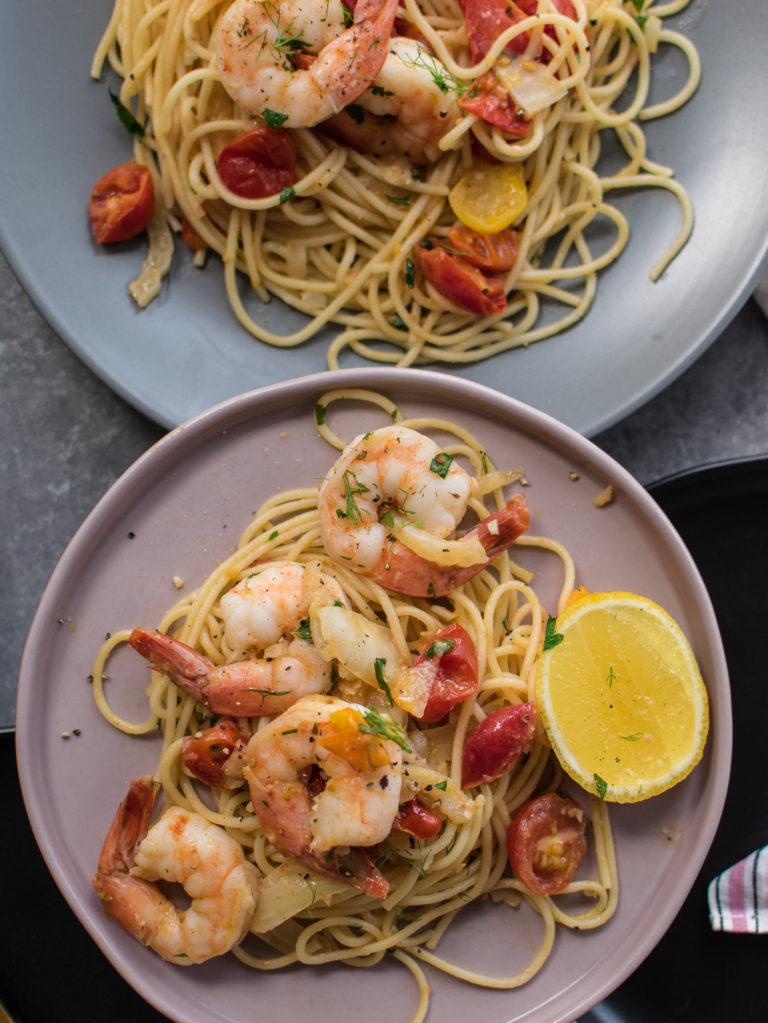 Spaghetti with Shrimp and Fennel | Carolyn's Cooking