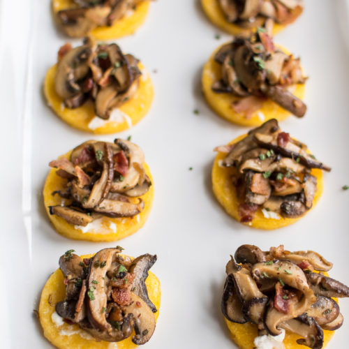 Mushroom and Bacon Polenta Bites | Carolyn's Cooking