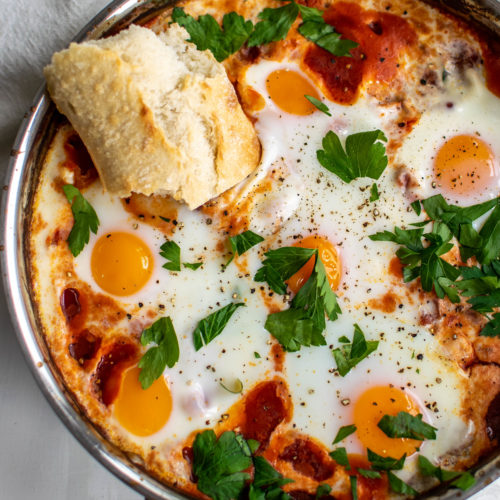 Smoky Baked Eggs with Ricotta and Beans | Carolyn's Cooking