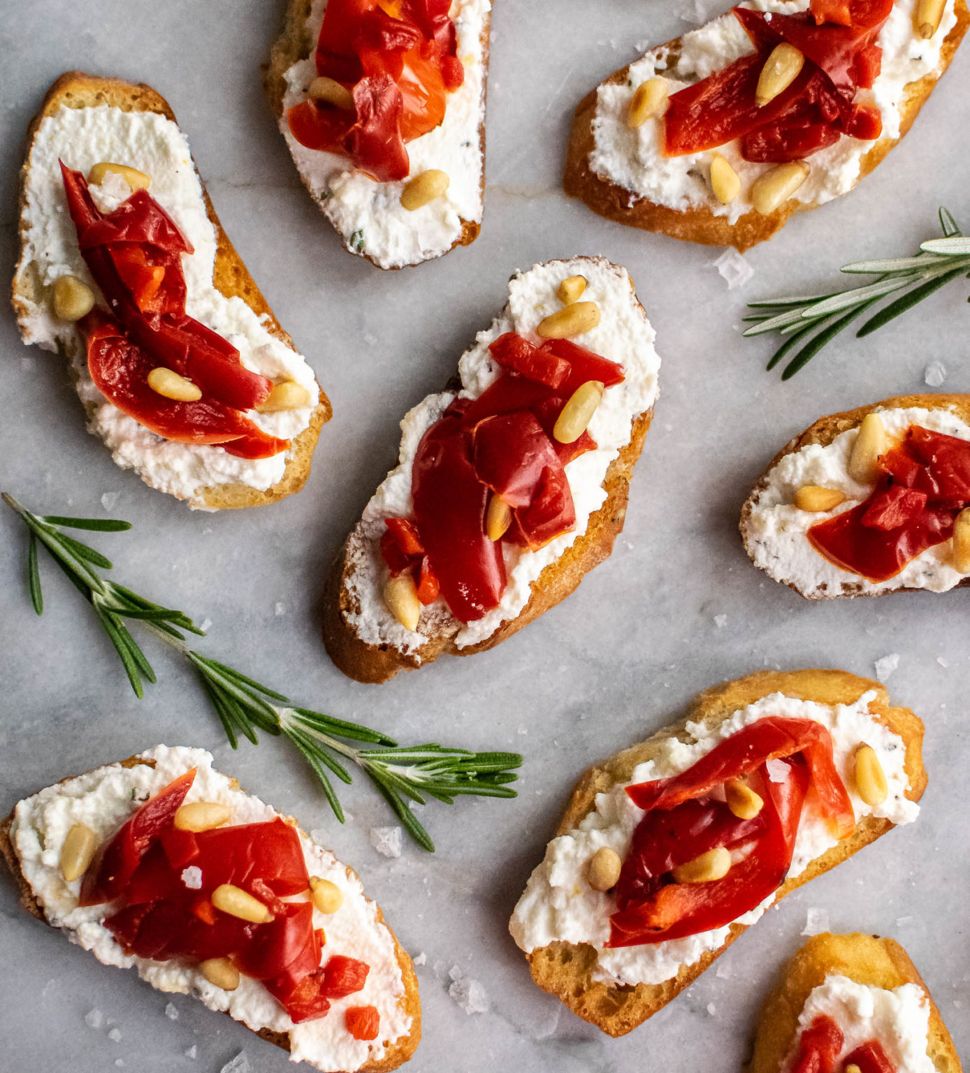 Ricotta and Roasted Red Pepper Crostini Carolyn's Cooking