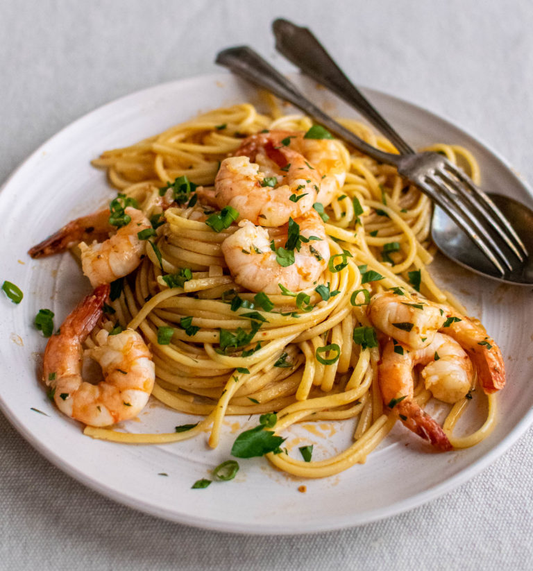 Spicy Shrimp Scampi with Linguine | Carolyn's Cooking