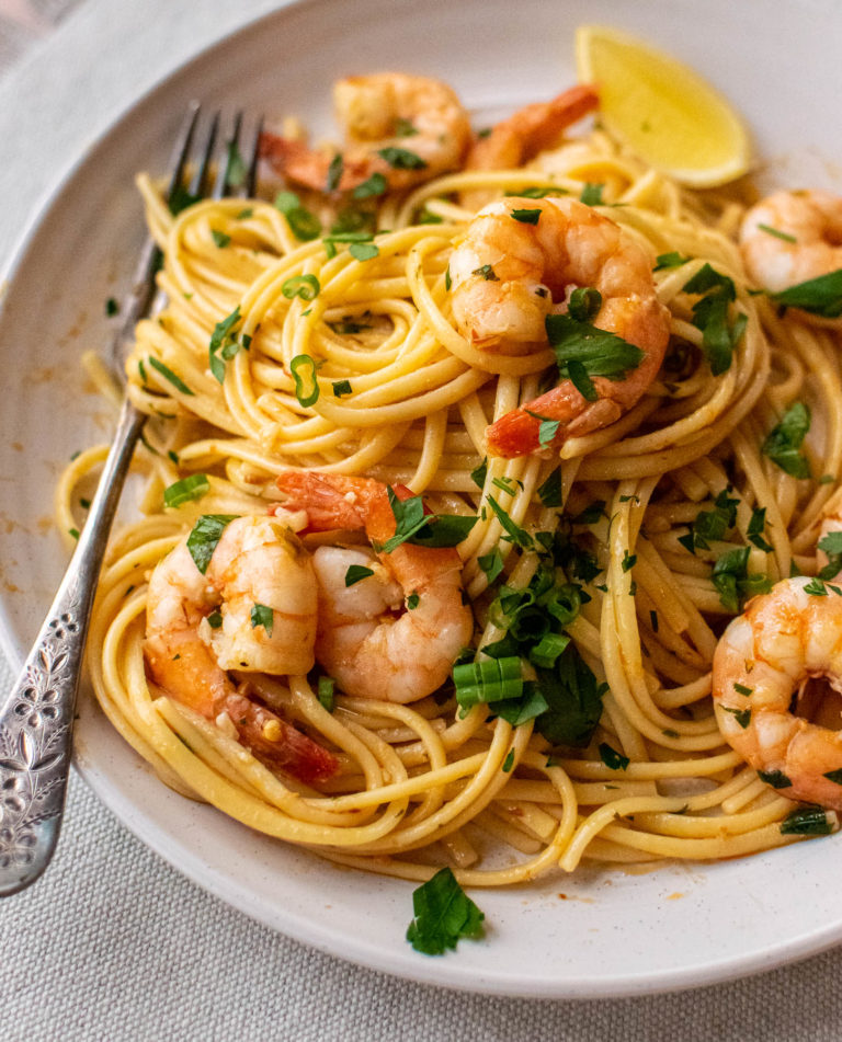 Spicy Shrimp Scampi with Linguine | Carolyn's Cooking